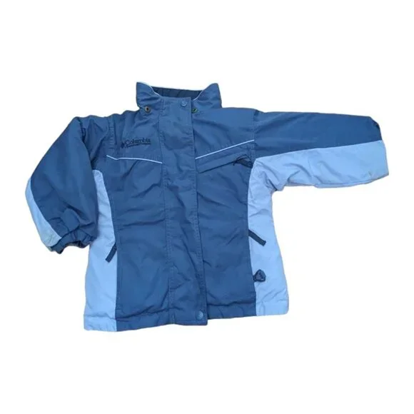 Columbia Boys Reversible Blue Puffer Ski Jacket Full Zip Insulated Size 4/5